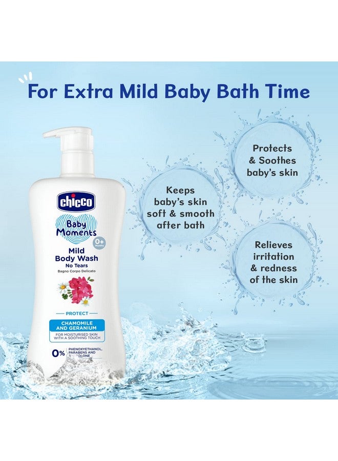 Baby Moments Mild Body Wash - Protect, 500Ml |With Chamomile & Geranium|No Tears Formula With Natural Ingredients For Moisturized Skin|Phenoxyethanol, Parabens & Lauryl Sulphates Free