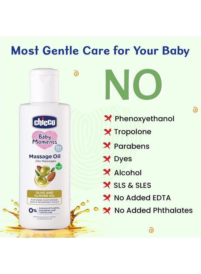 Baby Moments Massage Oil, Olive And Almond Oil, 300Ml | Non-Sticky Formula | Natural Ingredients For Moisturised Skin, Nourished Hair & Scalp | Parabens & Phenoxyethanol Free