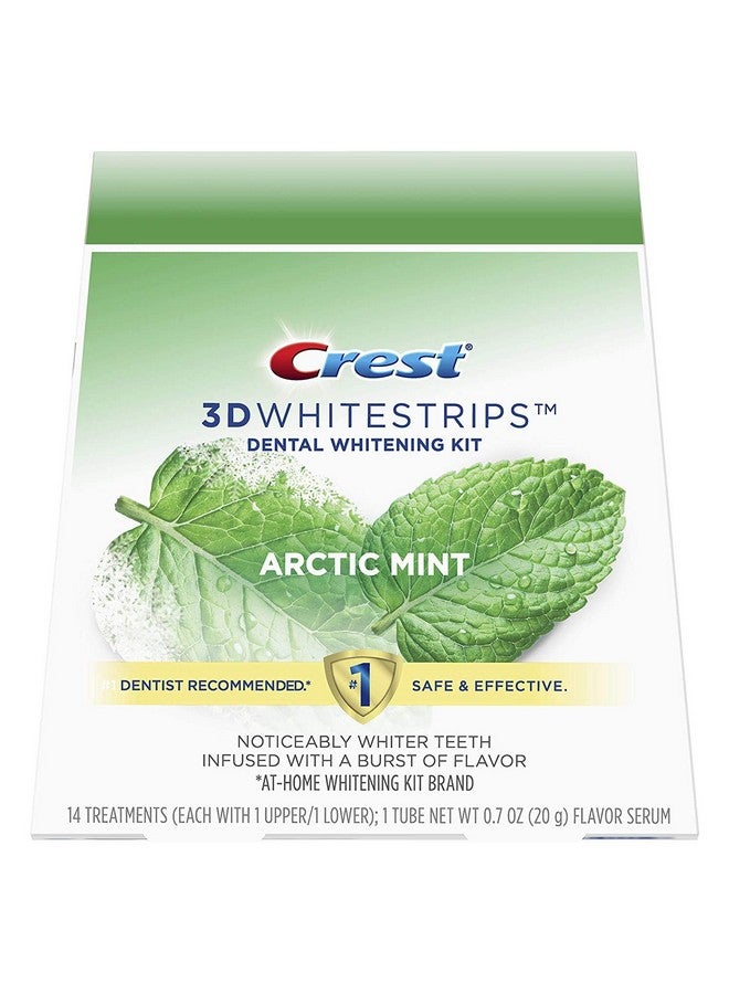 3D Whitestrips, Arctic Mint, Teeth Whitening Strip Kit With Tube Of Flavor Serum, 28 Strips (14 Count Pack)