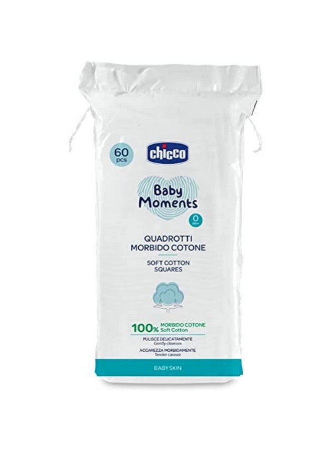 Baby Moments 100% Soft Cotton Squares (60 Count) For Cleaning And Baby Care | Soft & Gentle On Delicate Skin