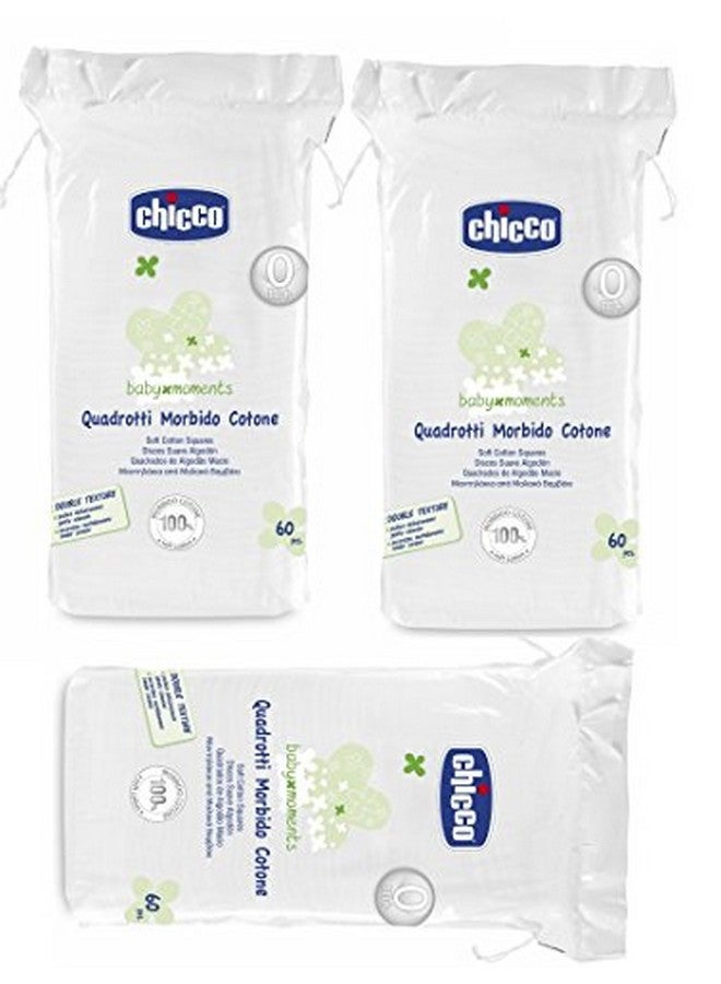 Baby Moments Cotton Squares Combo Of 60 Pcs (White) - Pack Of 3