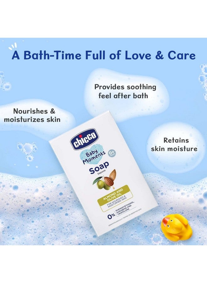 Baby Moments Bathing Soap For Babies With Almond & Olive Oil, 125G (Buy 3 Get 1 Free)| Nourished & Moisturized Skin| No Parabens | Dermatologically Tested On Sensitive Skin