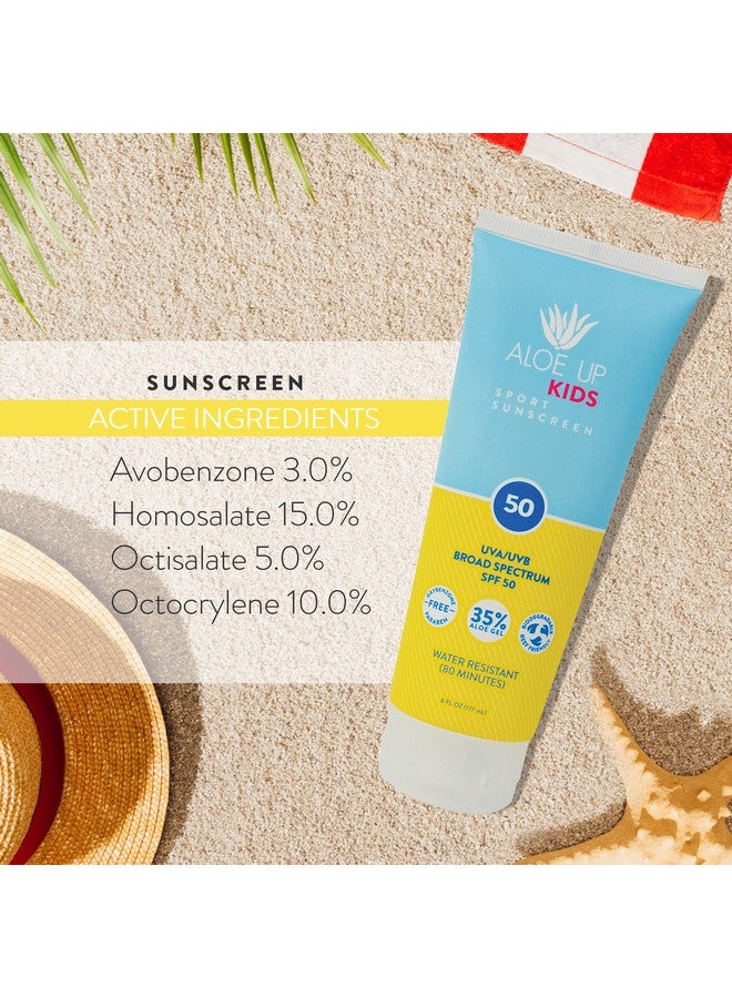 Kids Sport Sunscreen Lotion Spf 50 Broad Spectrum Sheer Face And Body Sunscreen Protector For Sensitive Skin With Aloe Vera Gel Dries Fast Reef Safe Fragrancefree 6 Oz