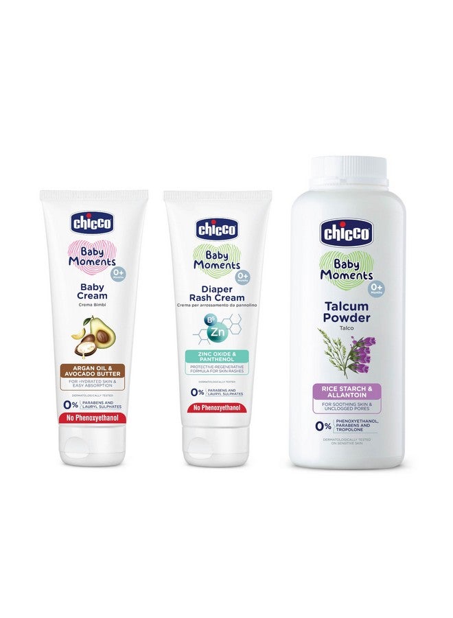 Baby Changing Station Combo - Baby Cream 100Gm, Diaper Rash Cream 100Gm And Talcum 150Gm