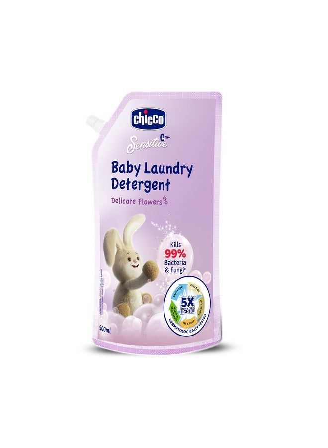 Baby Liquid Laundry Detergent, 5X Stain & Germ Fighter, Kills 99% Of Germs, Dermatologically Tested, Effective & Gentle Cleaning, Delicate Flowers, Refill Pack (500 Ml)