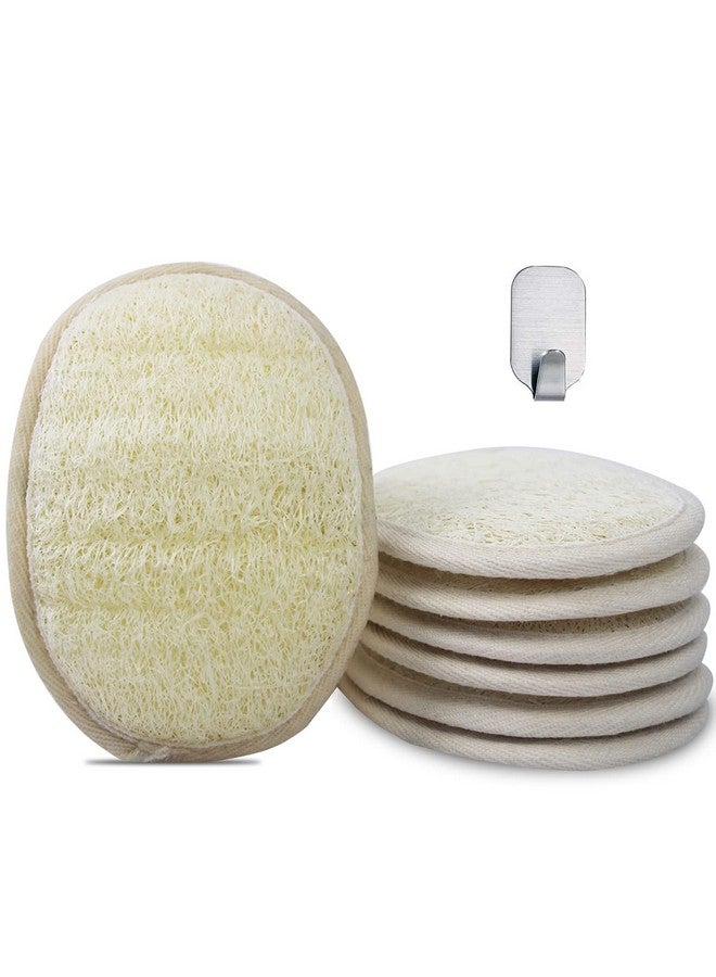 [Pack Of 6] Loofah Sponge Pads Natural Organic Bath Luffa Sponges Pads Natural Bath Shower Loofah Body Scrubber Sponges For Exfoliating Your Skin With Adhesive Hook