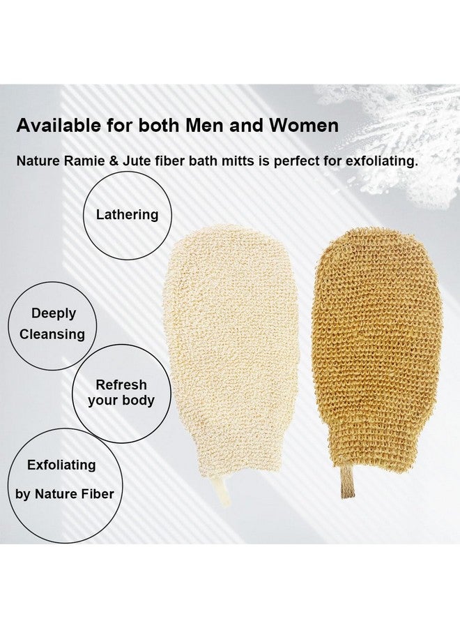 Bath Gloves For Shower Organic Bath Mitts Washcloths Bath Gloves Exfoliating For Women And Men Body Scrubbers For Use In Shower Ramie And Jute Fiber 2 Pack