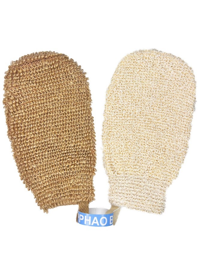 Bath Gloves For Shower Organic Bath Mitts Washcloths Bath Gloves Exfoliating For Women And Men Body Scrubbers For Use In Shower Ramie And Jute Fiber 2 Pack