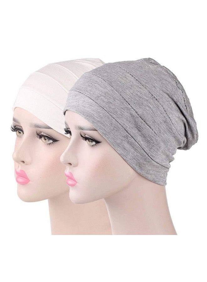 Cotton Sleep Bonnets For Women Cotton Beanie Sleep Hat Night Caps For Curly Hair Sleeping Caps For Cancer Patients 2 Pack