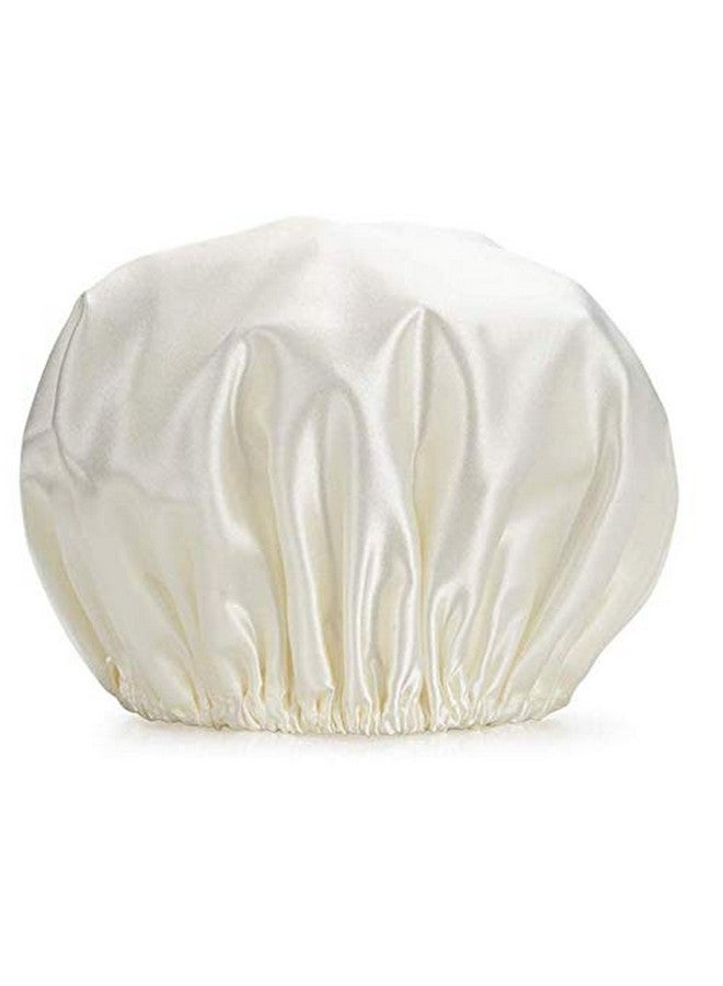 Large Size Waterproof Double Layers Women'S Shower Caps (Beige)