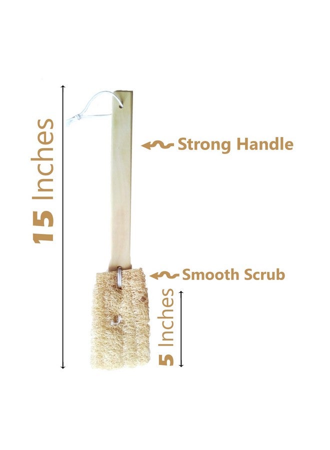 Natural Loofah For Bathing Exfoliating Scrubbers Organic Bath Sponge For Spa Shower Face Back And Body Scrubber Ecofriendly (15 Inch Bath Brush On A Handle)