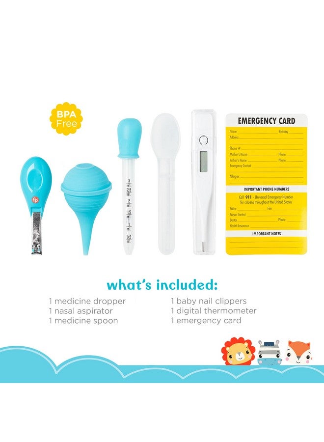 Fisher-Price 6-Piece Baby Healthcare Kit, Newborn Essentials, Baby Gift Set, Includes Medicine Dispensers, Aspirator, Baby Nail Clippers, Baby Thermometer