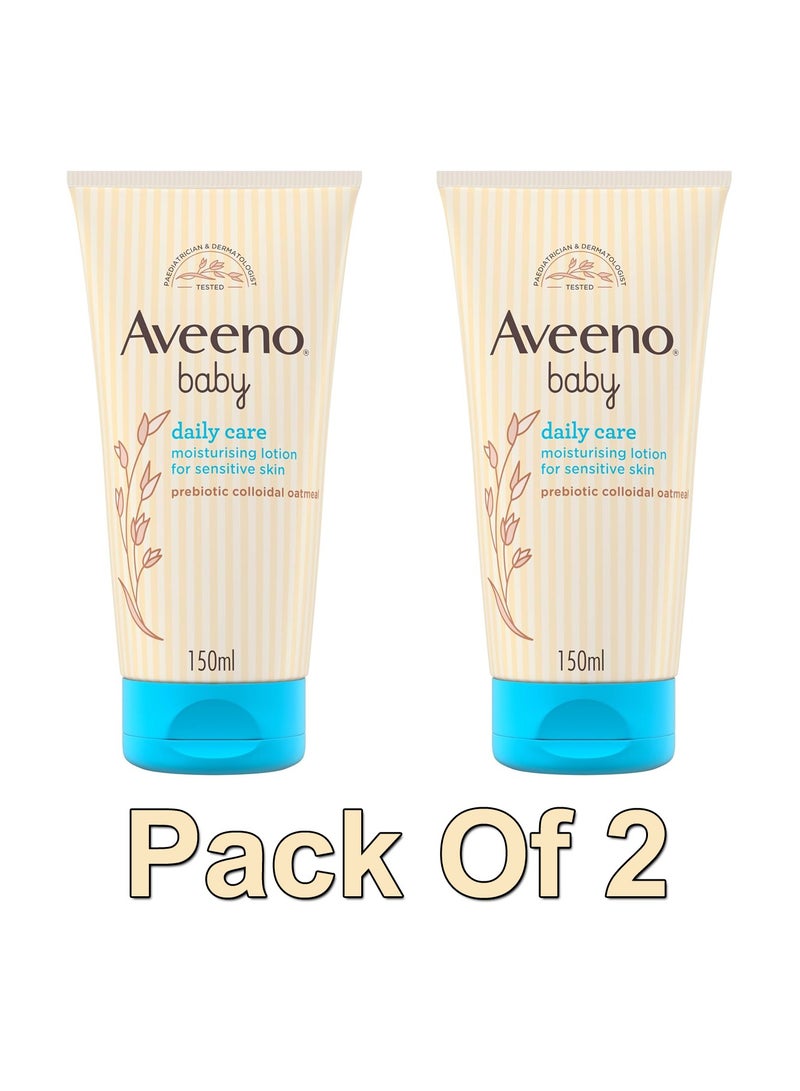 Aveeno Baby Lotion Daily Care Moisturising, Ideal For Face And Body, 150ml Pack Of 2