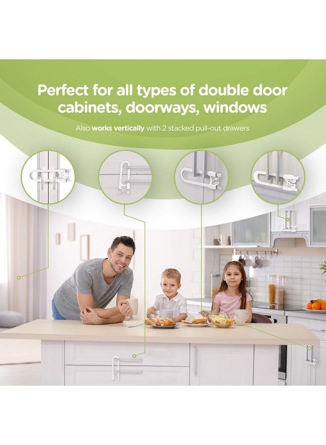 Sliding Cabinet Locks (4 Pack) 8 Inch Multi Purpose Child Safety Lock By Skyla Homes No Tools Or Drilling Required Best For Baby Proofing Strong Abs Free Plastic Knob Cover