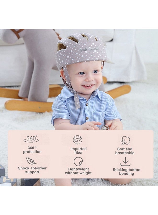 Baby Adjustable Helmet Kid Soft Cushion Harnesses Cap Toddler Infant Hat When Learning To Crawl Walk Play (Star Grey)