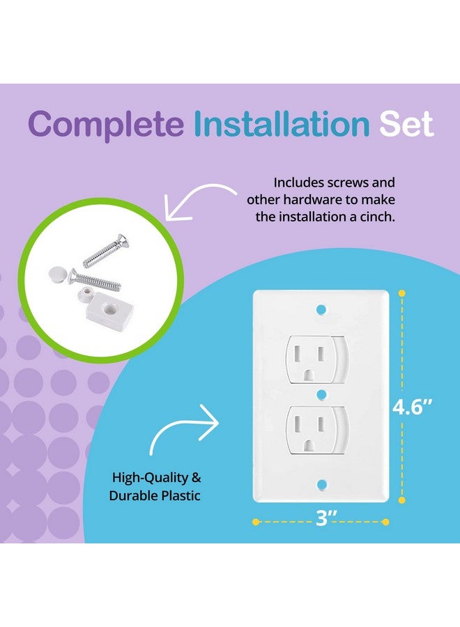 Self Closing Electrical Wall Outlet Covers For Baby Proofing Premium Plastic Standard Size Child Proof Outlet Cover 4.6 X 3 Inches Pack Of 4 White Wonderkid