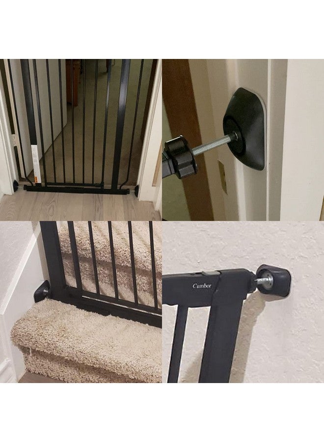 Baby Gate Extender Extention 4 Pack Baby And Pet Safety Stair Gate Threaded Spindle Rods Replacement Parts Bundle With Wall Protector (Round Black 4 Pack)