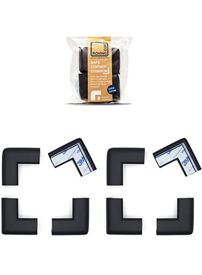 Slim Fit Corner Protector For Baby Proofing (8 Small Corners) Soft Rubber Foam Furniture Corner Bumper Guards 3M Adhesive Pre Taped Onyx Black