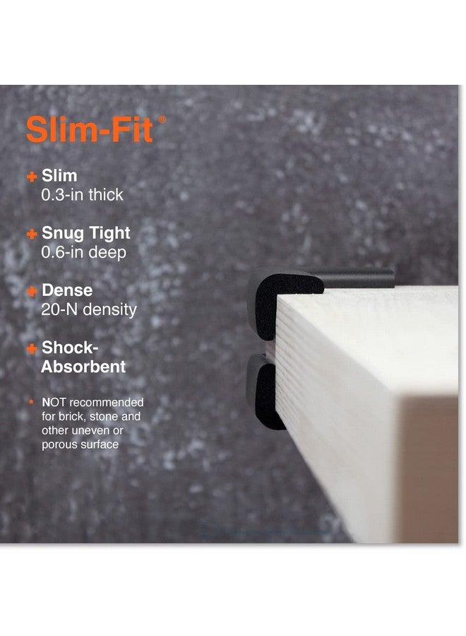 Slim Fit Corner Protector For Baby Proofing (8 Small Corners) Soft Rubber Foam Furniture Corner Bumper Guards 3M Adhesive Pre Taped Onyx Black