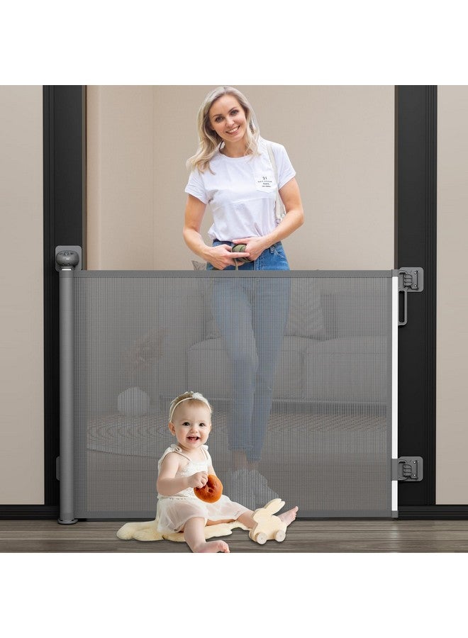 Babepai Baby Gate For Stairs 𝐍𝐨 𝐃𝐫𝐢𝐥𝐥 Punch Free Retractable Baby Gates Extends To 54