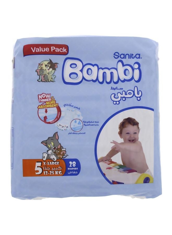 Sanita Baby Diapers, X Large, Size 5 (13-25 kgs), 28 Count