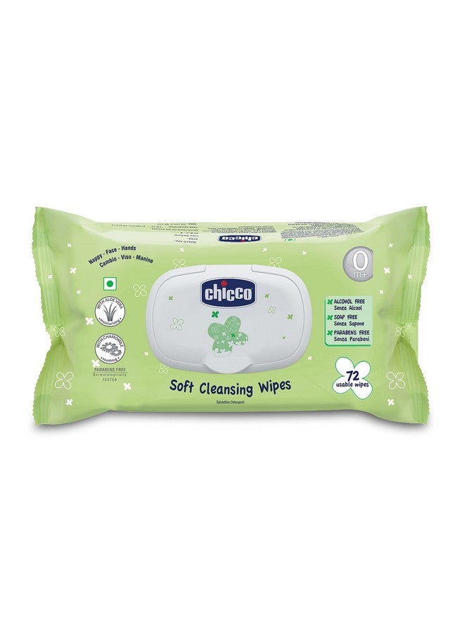 Baby Moments Soft Cleansing Baby Wipes, Ideal For Nappy, Face And Hand, Dermatologically Tested, Paraben Free, Fliptop Pack (72 Sheets), White