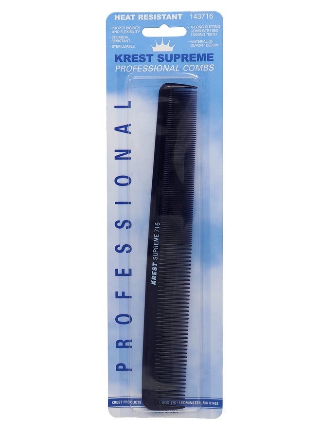 Combs 8.5 In. Supreme Professional Comb Extralong Cutting Combs W. Sectioning Tooth 1 Pc. Blue