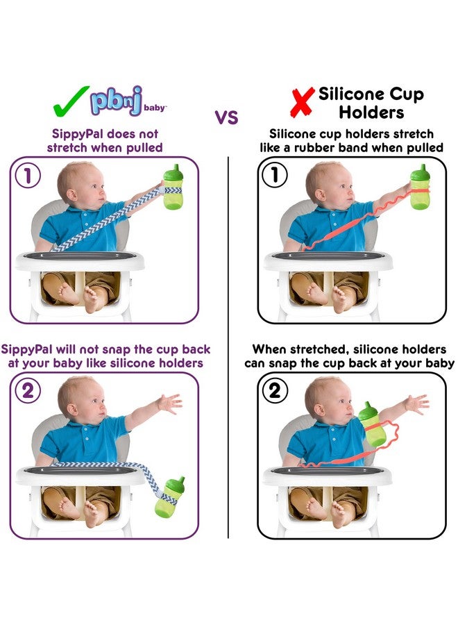 Sippypal Sippy Cup Holder Strap Leash Tether (Gray Chevron 2 Pack)