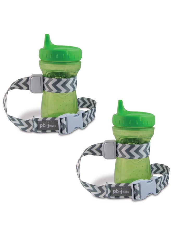 Sippypal Sippy Cup Holder Strap Leash Tether (Gray Chevron 2 Pack)