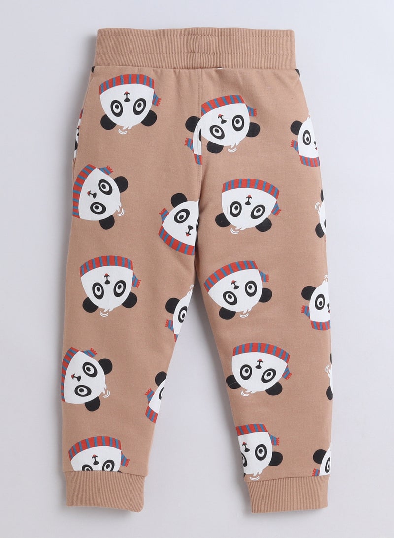 Fashion Infant Set - All over Printed Sweatshirt and Jogger Set - LT Brown AOP