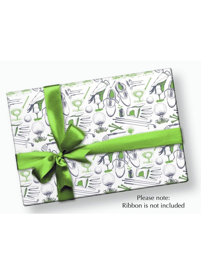 Golf Wrapping Paper Men Golfing Gift Wrap Folded Flat 30 X 20 Inch 3 Sheets