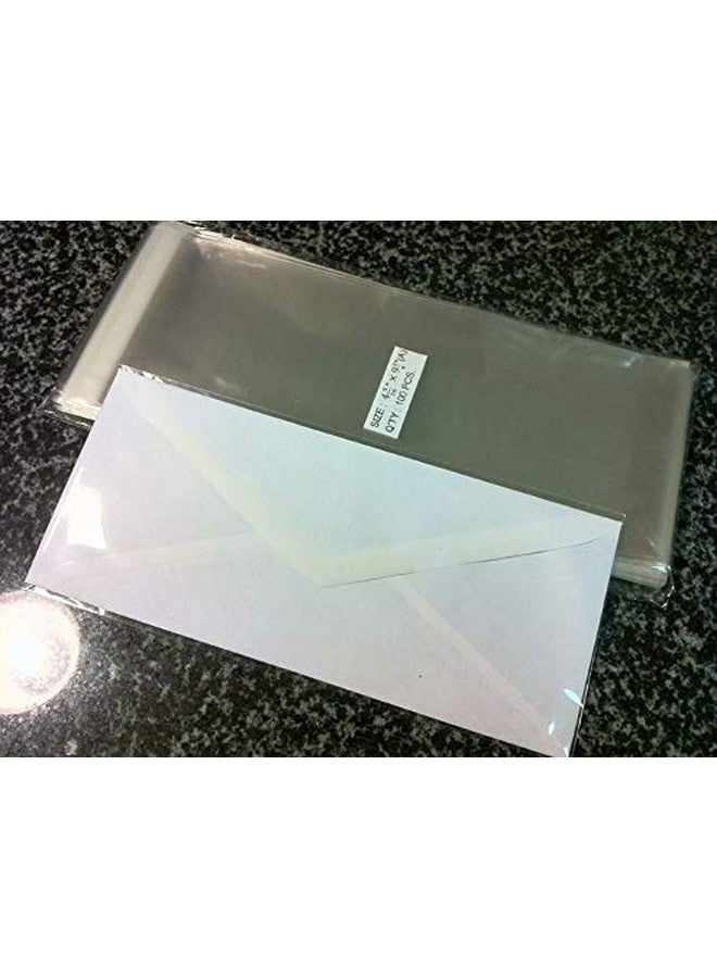 100 Pcs 4 5/16 X 9 3/4 Clear 10 Business Envelopes Cello Cellophane Bags