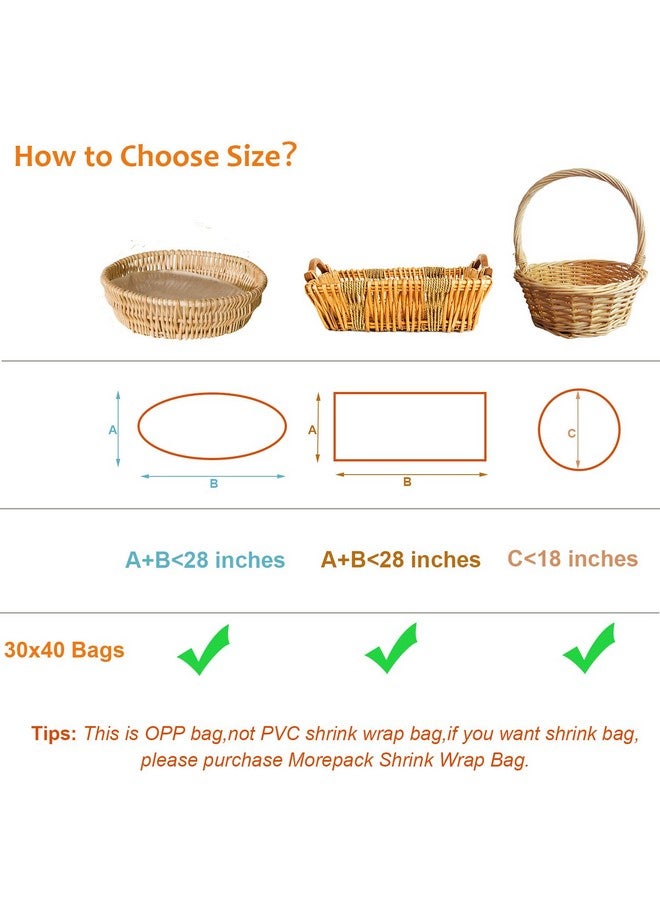 Large Cello/Cellophane Bags 30X 40 Inches Clear Basket Bags Opp Plastic Cellophane Wrap For Gift Baskets Packaging 20 Pieces