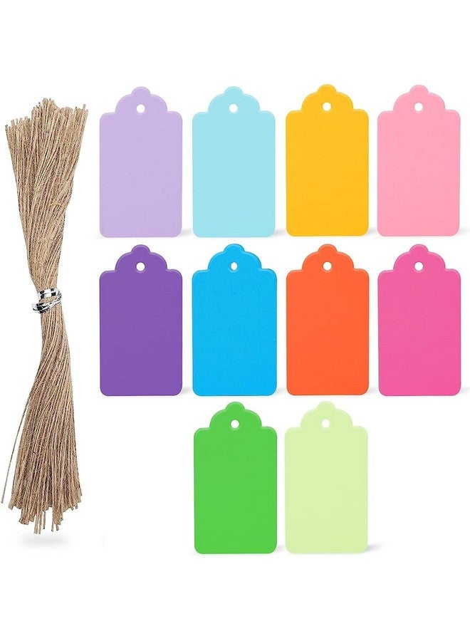 200Pcs Colored Gift Tags With String Small Paper Tags Decorative Hanging Labels 10 Assorted Colors For Gift Box Wedding Name Tags