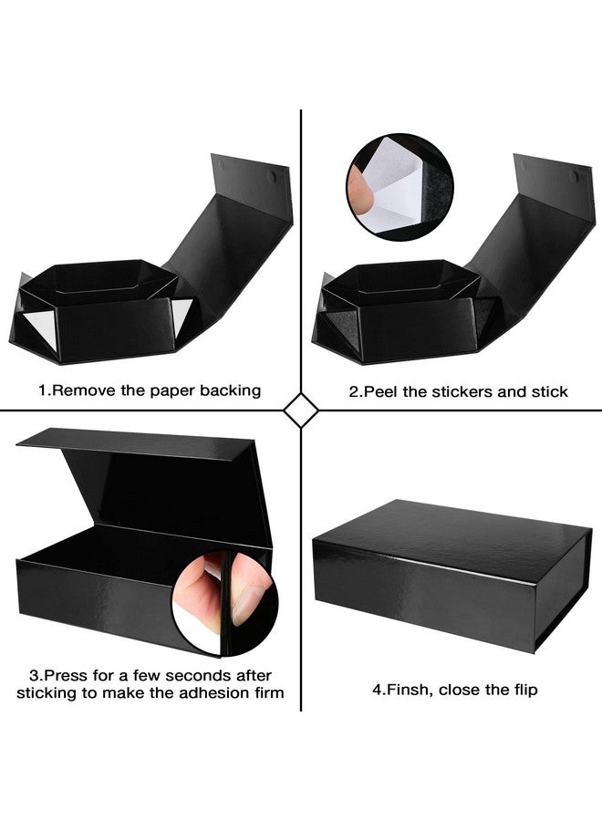 3 Pack Black Collapsible Gift Box With Magnetic Closure Lids 10.5X7X3 In Bridesmaid Groomsmen Proposal Box Medium Rectangle Box For Present Graduation Wedding Storage