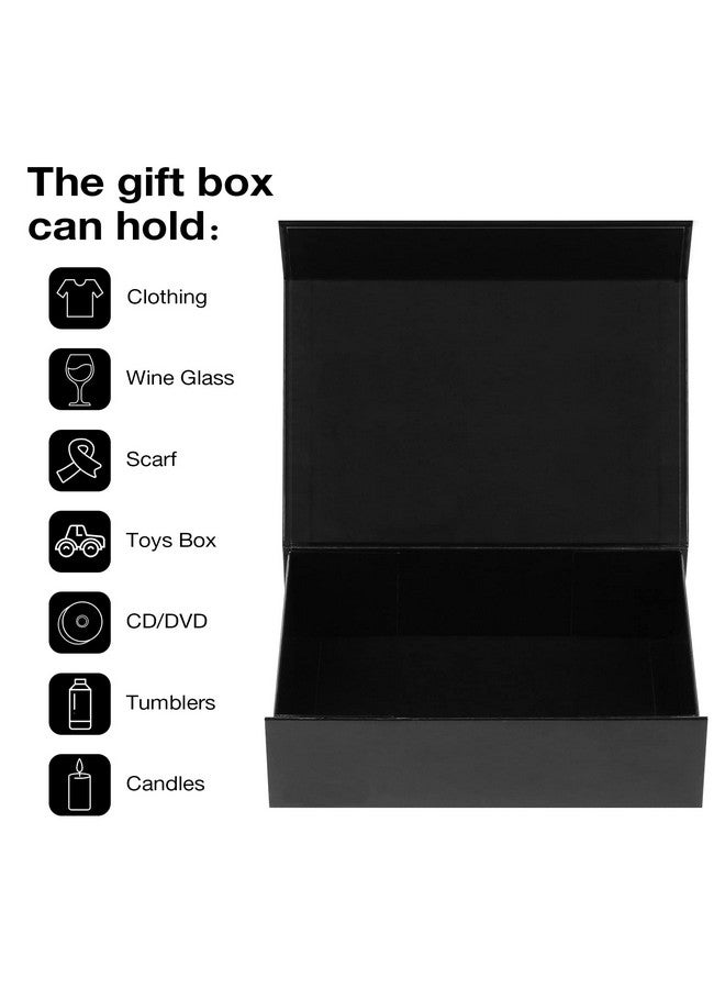 3 Pack Black Collapsible Gift Box With Magnetic Closure Lids 10.5X7X3 In Bridesmaid Groomsmen Proposal Box Medium Rectangle Box For Present Graduation Wedding Storage