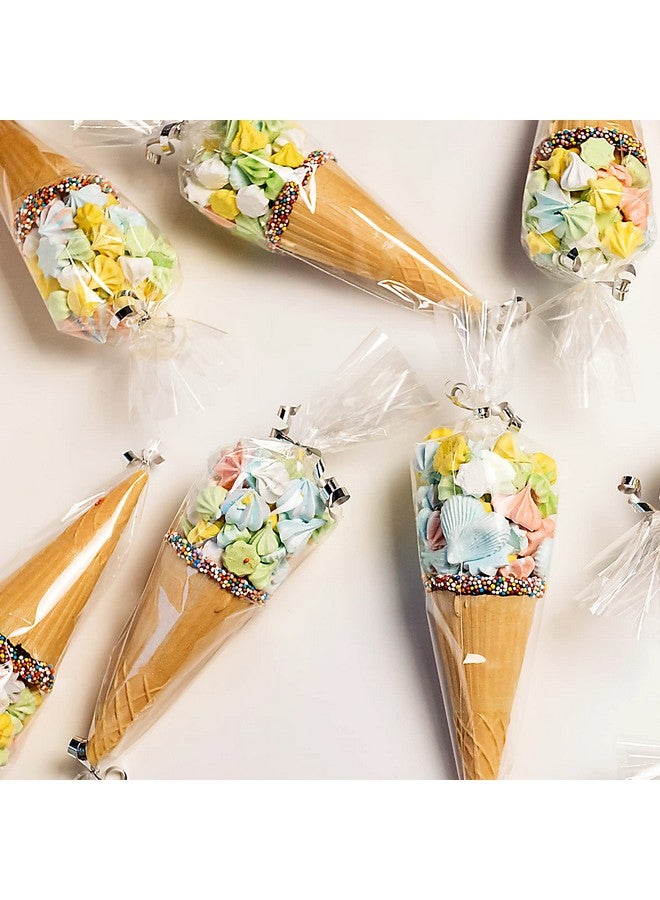 Cone Shaped Treat Bags 5X10 Inches Clear Cone Shaped Cellophane Treat Bags Cone Triangle Plastic Bags For Treats Popcorn Favor Candy 100Pieces