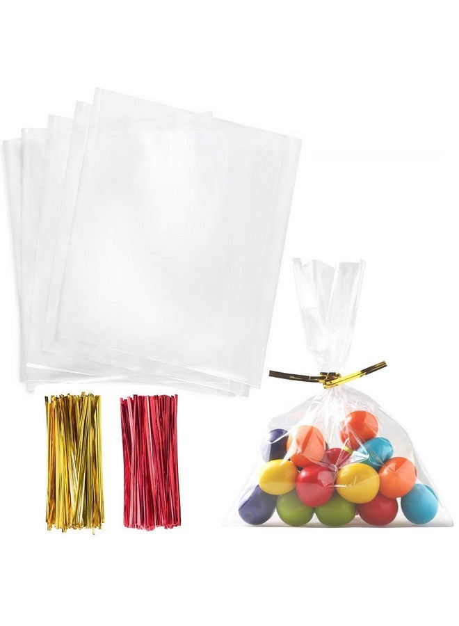 Cello Cellophane Treat Bags 5X7 Inches Clear Cellophane Bags 200 Pcs Opp Plastic Treat Bags With 200 Twist Ties For Gift Wrapping Packaging Candies Dessert Bakery Cookies Chocolate Party Favor