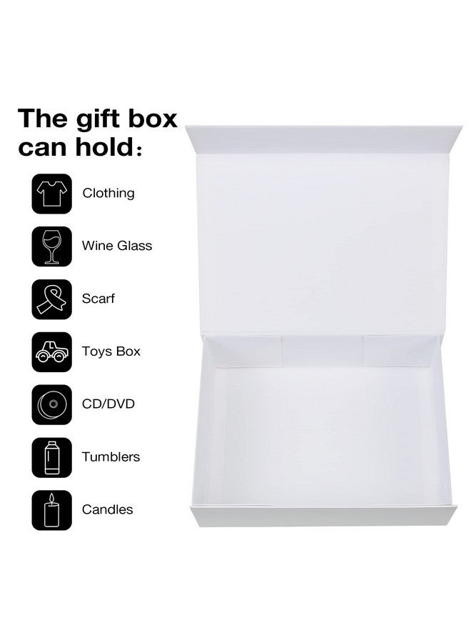 White Collapsible Gift Box With Magnetic Closure Lids 10.5X7X3 In Bridesmaid Groomsman Proposal Boxes Rectangle Storage Box 3 Pack