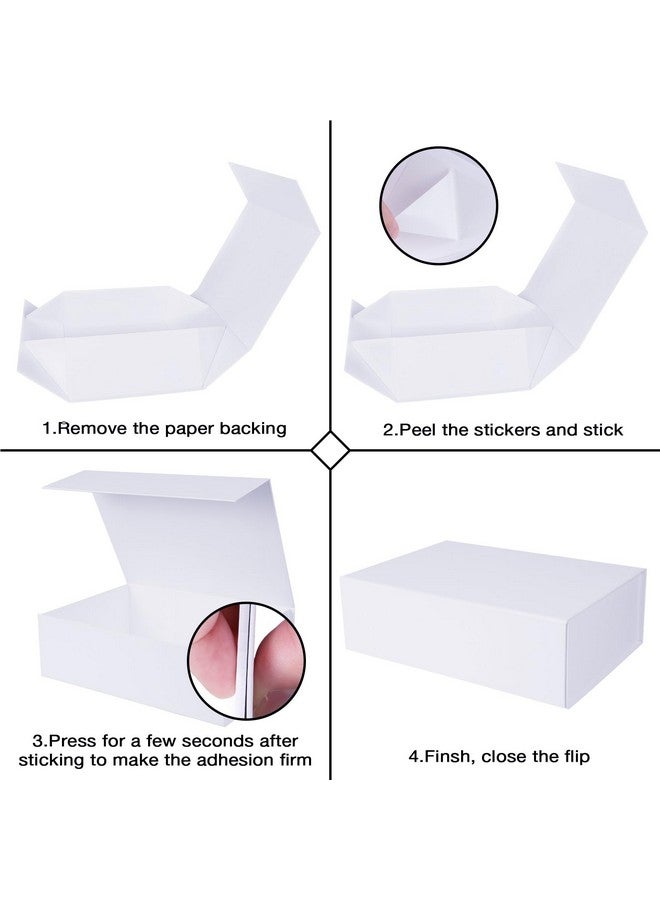 White Collapsible Gift Box With Magnetic Closure Lids 10.5X7X3 In Bridesmaid Groomsman Proposal Boxes Rectangle Storage Box 3 Pack