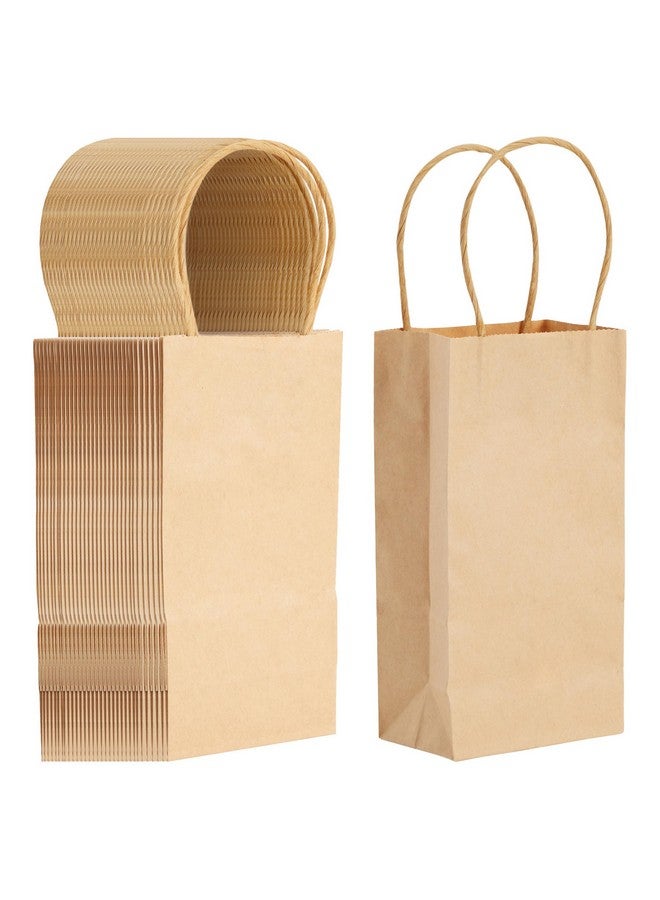 50 Pack Small Brown Gift Bags With Handles Small Kraft Paper Bags For Birthday Retail Crafts (3.5X2.4X7 In)