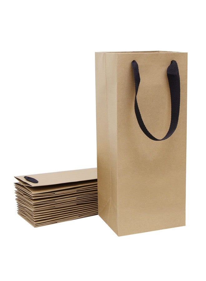 Large Brown Wine Bottle Bags Bulk 6X5X15 Inch 10 Pack Kraft Paper Gift Bags With Handles For Wedding Festival Retail