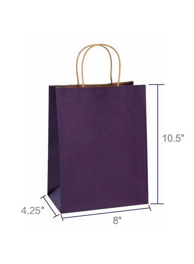 Gift Bags 8X4.25X10.5 Inches 100Pcs Paper Bags With Handles Bulk Shopping Bags Kraft Bags Retail Bags Craft Bags 100% Recyclable Paper Gift Bags Purple