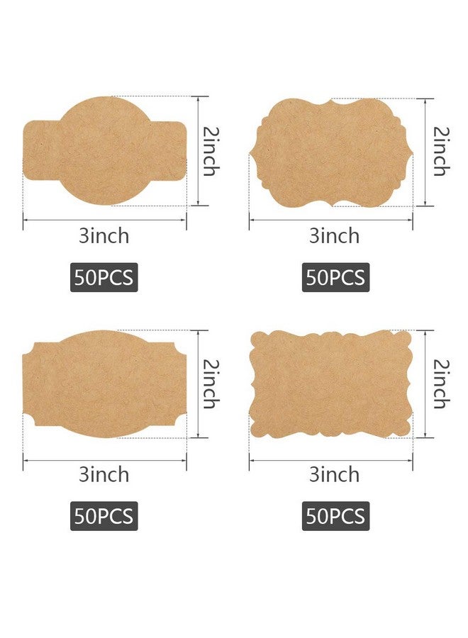 3X2Inch Kraft Paper Gift Tags 200 Pcs Blank Label Stickers For Holiday Glass Bottle Present Supplies