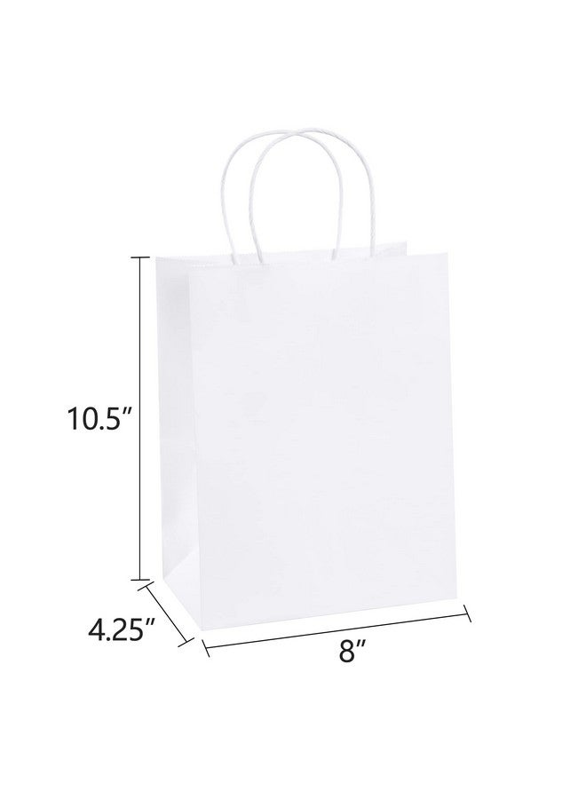 50Pcs Gift Bags 8X4.25X10.5 Paper Gift Bags With Handles Bulk White Kraft Paper Bags For Gifts Retail Party Favor Shopping Grocery Bags