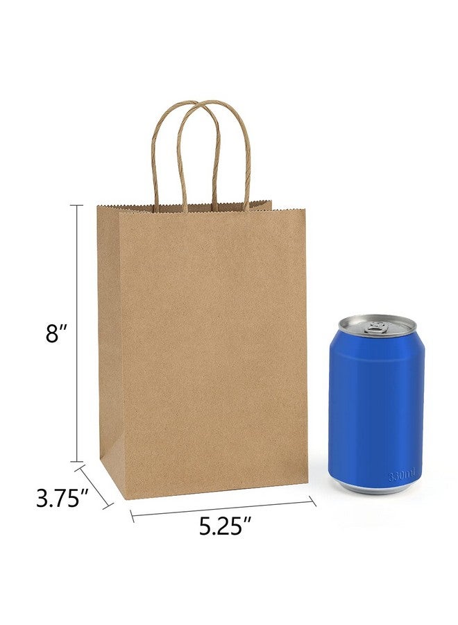 100Pcs 5.25X3X8 Inches Gift Bags Small Paper Bags With Handles Bulk Kraft Brown Paper Shopping Wedding Birthday Party Favor Gift Bags For Goody Craft