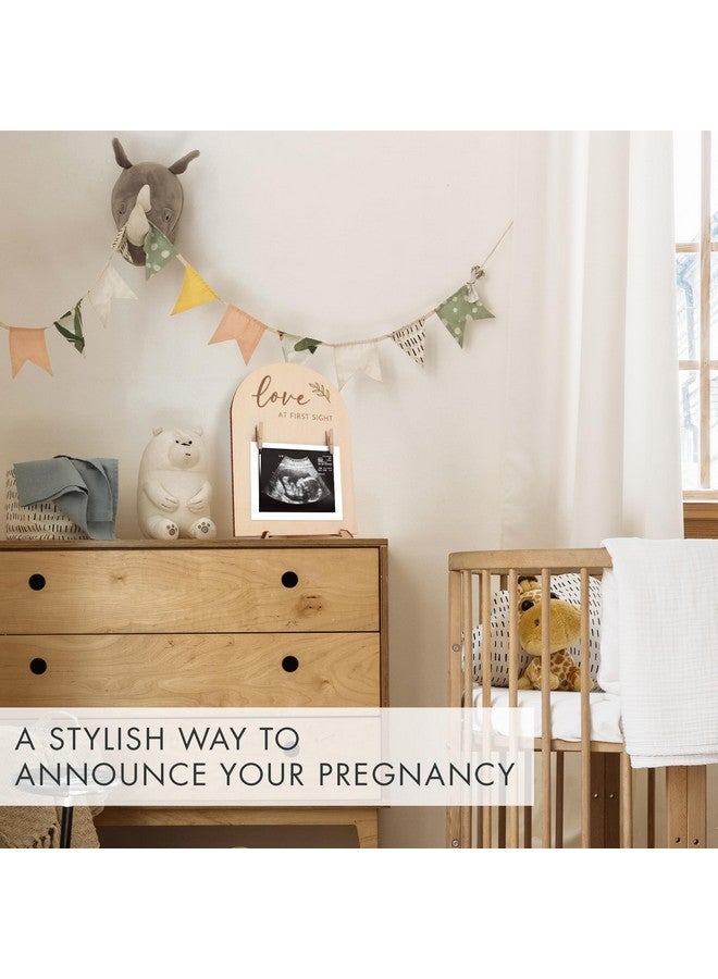 Cute Wooden Ultrasound Picture Frame Beautiful Double Sided Sign For The Announcement Of Your Pregnancy Or Baby'S Birth Nursery Decor Sonogram Photo Frame & Pregnancy Gift For First Time Moms