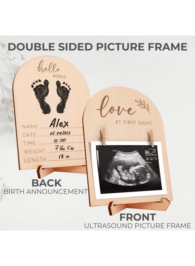 Cute Wooden Ultrasound Picture Frame Beautiful Double Sided Sign For The Announcement Of Your Pregnancy Or Baby'S Birth Nursery Decor Sonogram Photo Frame & Pregnancy Gift For First Time Moms