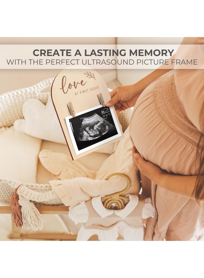 Cute Wooden Ultrasound Picture Frame Beautiful Double Sided Sign For The Announcement Of Your Pregnancy Or Baby'S Birth Nursery Decor Sonogram Photo Frame & Pregnancy Gift For First Time Moms