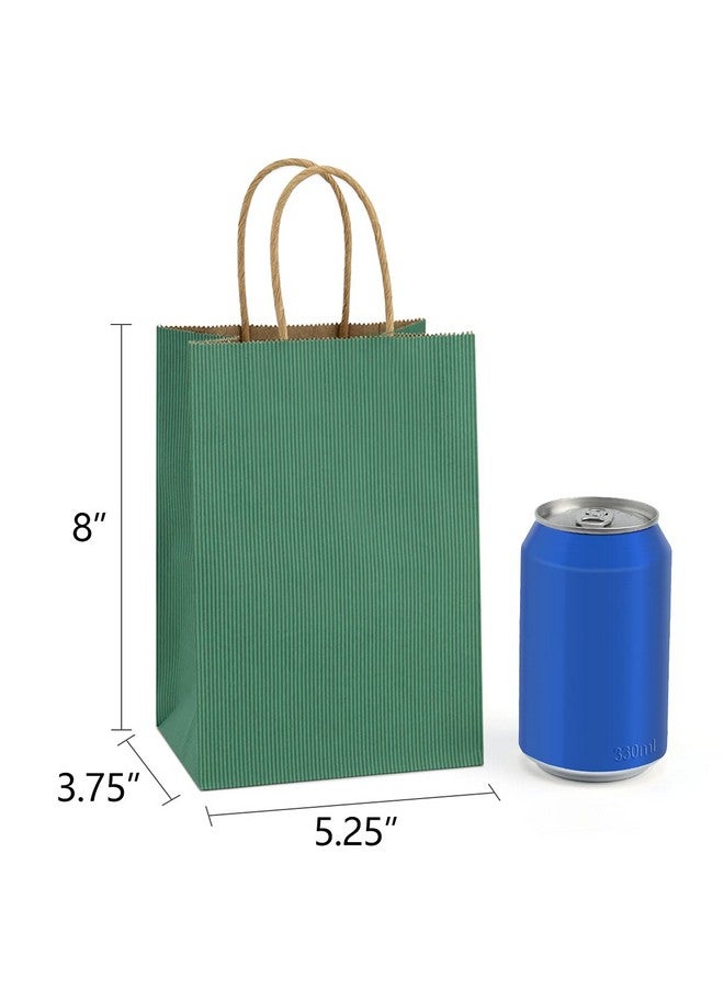 Kraft Paper Bags 100Pcs 5.25X3X8 Inches Small Paper Gift Bags With Handles Bulk Paper Shopping Bags Kraft Bags Party Bags Gift Bags (Green)